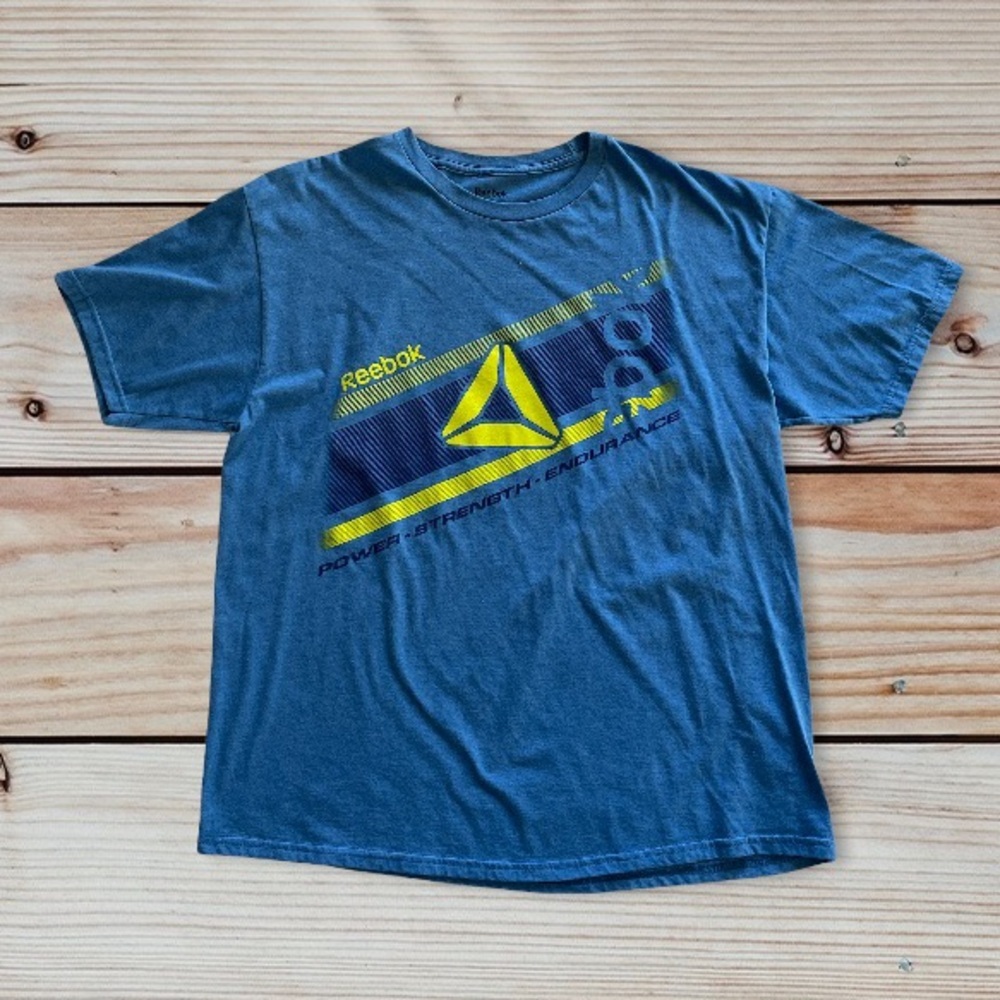Reebok Men Extra Large Casual TShirt Blue Short Sleeve Pullover Sz XL
